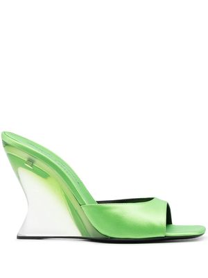 Sergio Rossi square-toe leather mules - Green