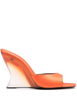 Sergio Rossi square-toe leather mules - Orange