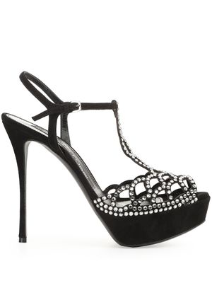 Sergio Rossi sr Mermaid 90mm crystal-embellished leather sandals - Black