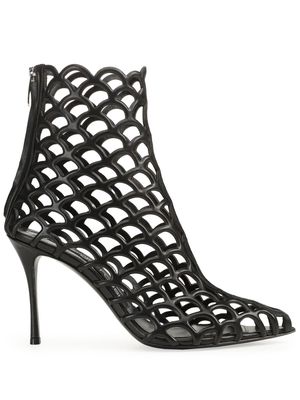 Sergio Rossi SR Mermaid 90mm perforated ankle boots - Black