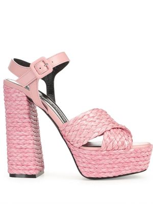 Sergio Rossi sr Seville platform raffia sandals - Pink