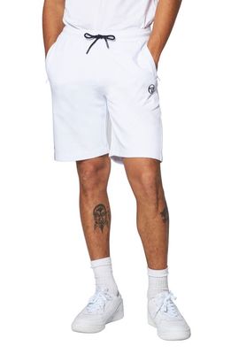 Sergio Tacchini Abbey Cotton Blend French Terry Shorts in White/Adrenalin Rush