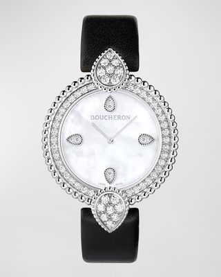 Serpent Boheme 18K White Gold Watch with Diamonds and Mother of Pearl