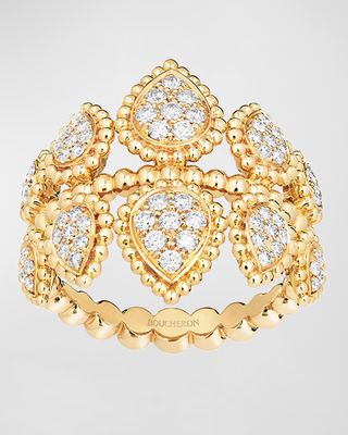 Serpent Bohème 18k Yellow Gold Diamond Crown Ring, EU 54