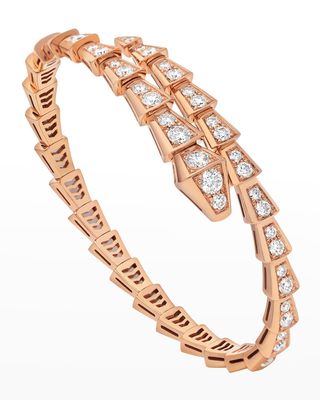 Serpent Boheme Pink Gold Diamond Pave Thin Bracelet
