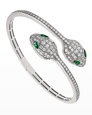 Serpenti Bypass Bracelet in 18k White Gold and Diamonds, Size S