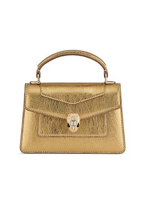 Serpenti Forever Striated Leather Top-Handle Bag