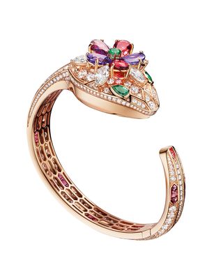Serpenti Secret 18k Rose Gold Watch with Diamonds and Multicolor Stones