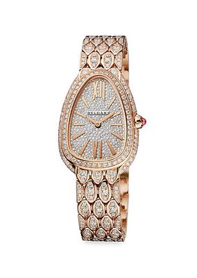 Serpenti Seduttori 18K Rose Gold & Full Diamond Pavé Bracelet Watch