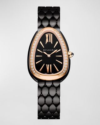 Serpenti Seduttori 33mm Bracelet Watch with Diamonds, Black