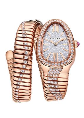 Serpenti Tubogas 18K Rose Gold & 4.25 TCW Diamond Wrap Watch/35MM