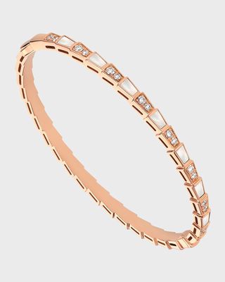 Serpenti Viper Bracelet in 18K Pink Gold, Diamonds and Mother-of-Pearl, Size S