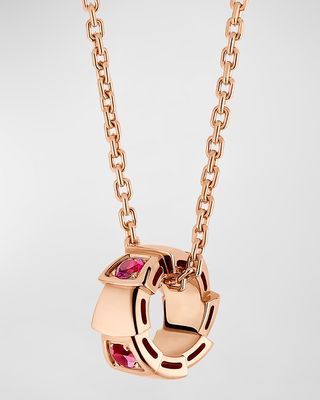 Serpenti Viper Ruby Pendant Necklace in 18K Rose Gold