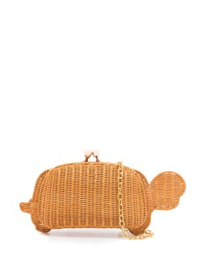 SERPUI Adam Turtle wicker clutch bag - Brown