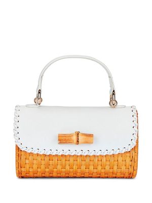 SERPUI Betty rattan top handle mini bag - White