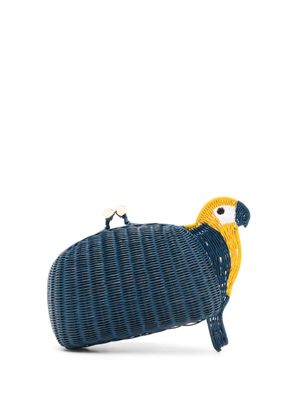 SERPUI Bobbie Macaw wicker clutch bag - Blue