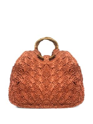 SERPUI Fiorella straw tote bag - Orange