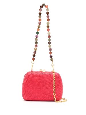 SERPUI Lolita interwoven straw clutch bag - Red