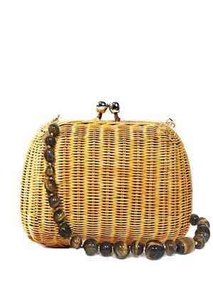 SERPUI Lolita woven-wicker clutch bag - Neutrals