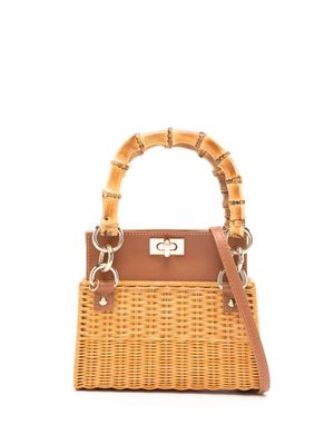 SERPUI Vicky interwoven straw clutch bag - Brown