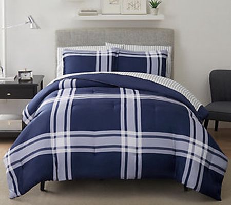 Serta Simply Clean Jax Plaid 7-Piece Full Bed i a Bag