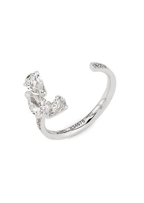 Serti Sur Vide 18K White Gold & 0.82 TCW Diamond Cuff Ring
