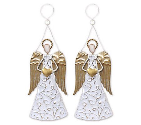 Set 2 Angel Embossed Ornaments