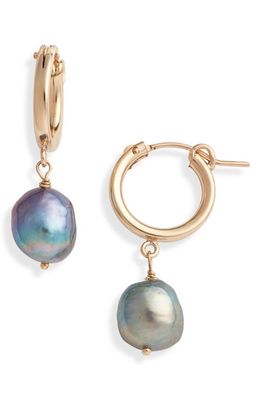 Set & Stones Adelle Keshi Pearl Hoop Earrings in Gold /Peacock 