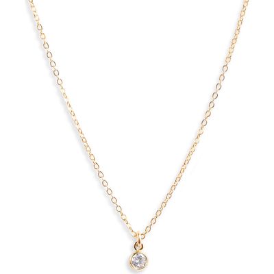 Set & Stones Birthstone Charm Pendant Necklace in Gold /April 