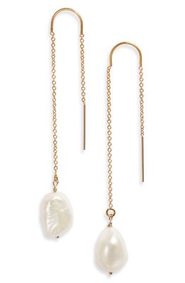 Set & Stones Sabina Keshi Pearl Threader Earrings in Gold