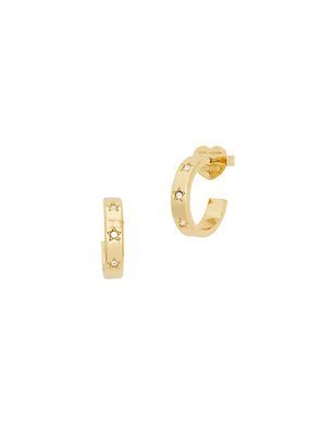 Set In Stone Goldtone & Cubic Zirconia Hoop Earrings