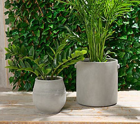 Set of 2 10" and 14" Fiberclay Planters by Lauren McBride