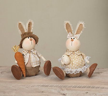 Set of 2 12.5"H Sitting Bunnies by Gerson Co