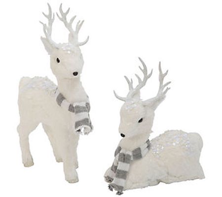 Set of 2 13.75-in & 10.25-in H Deer Figurines b y Gerson Co