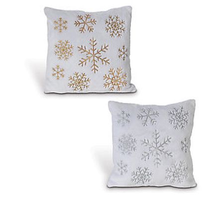 Set of 2, 16"L Snowflake Design Pillows by Gers on Co