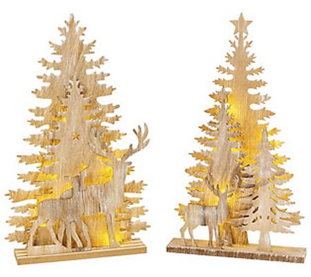 Set of 2 17.25-in Lighted Laser Cut Trees by Ge rson Co
