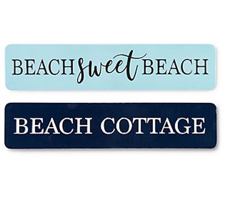 Set of 2 36" Long Metal Beach-Themed Wall Signs by Gerson Co.