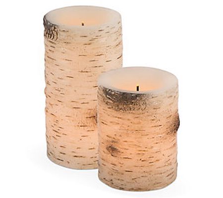 Set of 2 Birch Bark Flameless Candles by Gerson Co