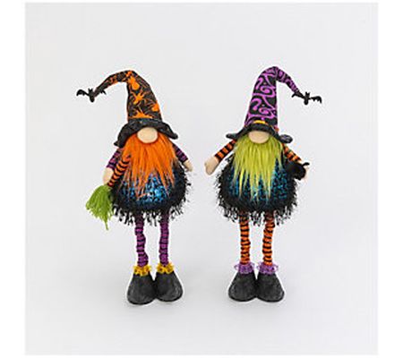 Set of 2 Plush Standing Spooky Halloween Gnomes by Gerson Co