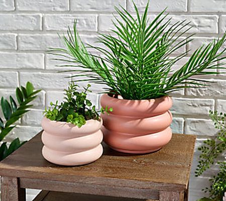 Set of 2 Rounded Large and Small Planters by Bobby Berk