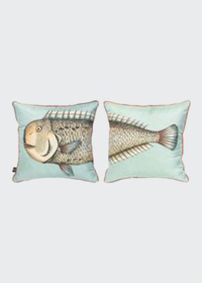 Set Of 2 Silk Cushions Grand Pesce Large Fish