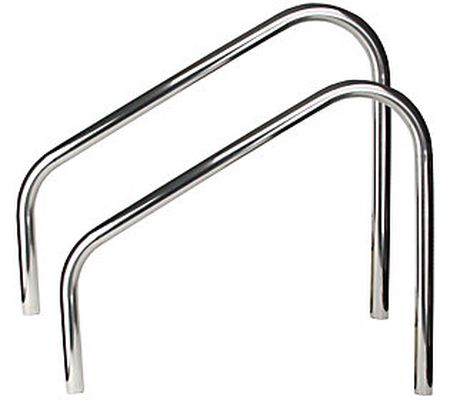 Set of 2 Silver Sloped Swimming Pool Handrails 38"