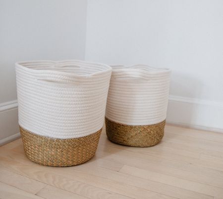 Set of 2 Small and Large Cotton Rope Baskets by Lauren McBride