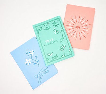 Set of 3 Embossed Foil Devotional Journals By Kerstin