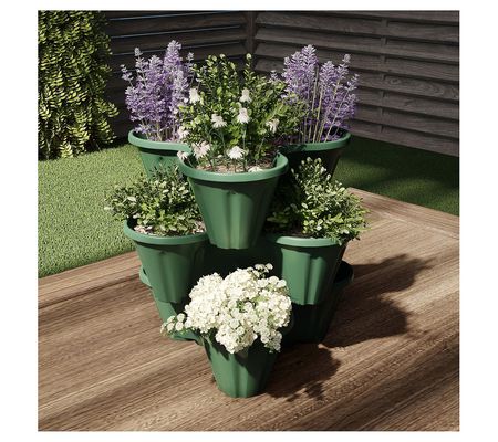 Set of 3 Stacking Planter Tower - Space Saving Flower Pots