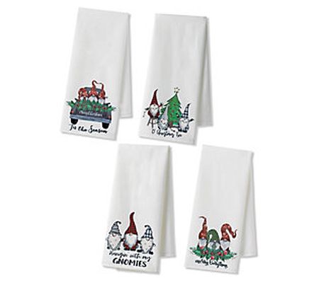 Set of 4 27"L Fabric Gnome Design Tea Towel by Gerson Co