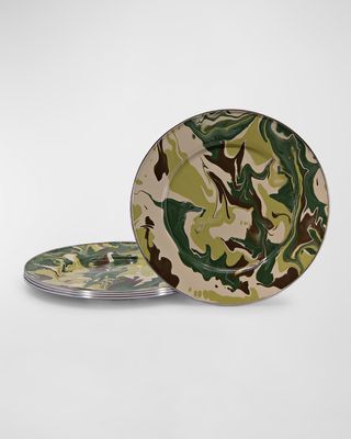 Set Of 4 Camouflage Marbled Dinner Plates