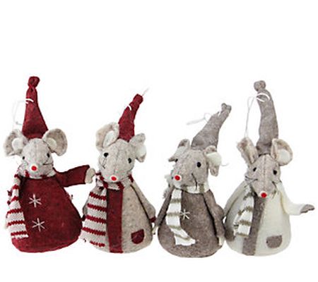 Set of 4 Northlight Chubby Christmas Mice Figur es
