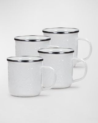 Set of 4 Solid White Adult Mugs