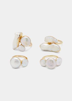 Set of 4 Suri Rings w/ Keshi Pearls